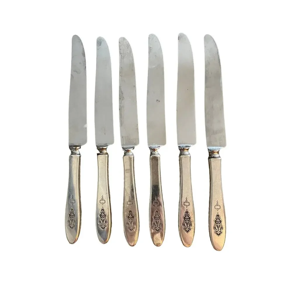 Antique Dinner Knives Bird of Paradise Oneida, 1923 Silverplate Deluxe Stainless